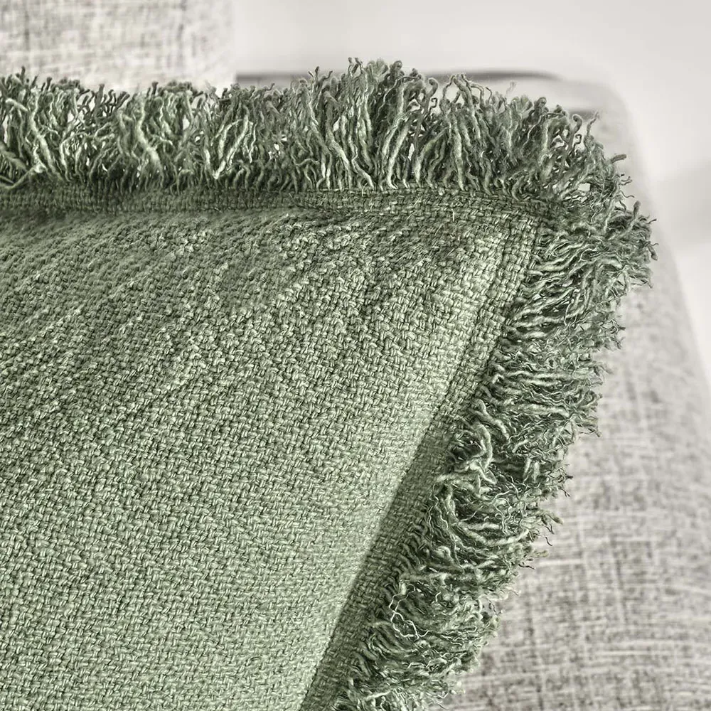 Danica Square Throw Pillow - Green, Linen