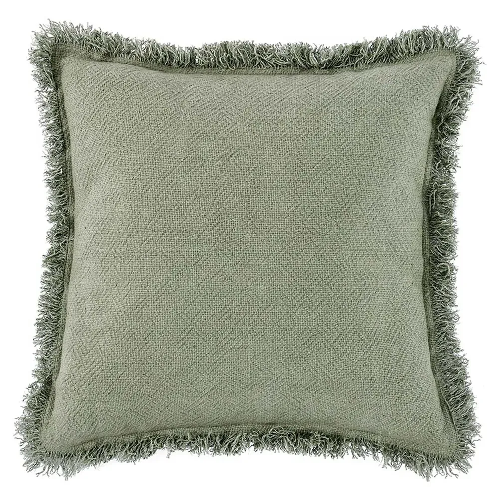 Danica Square Throw Pillow - Green, Linen