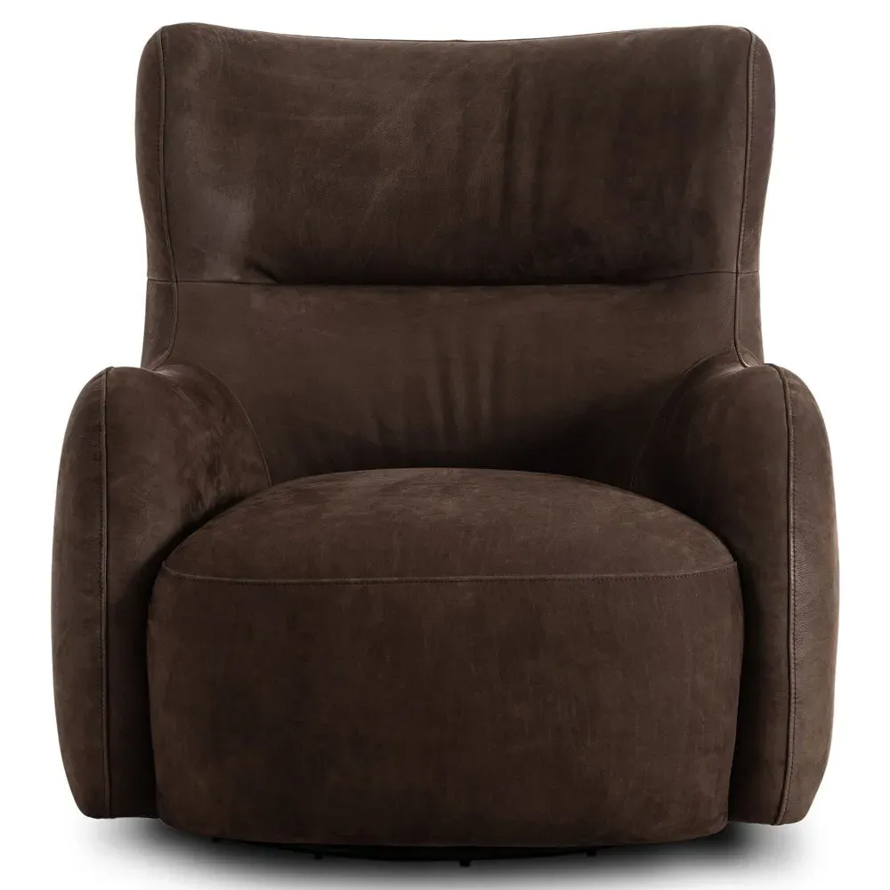 Daniella Swivel Chair - Brown, Leather