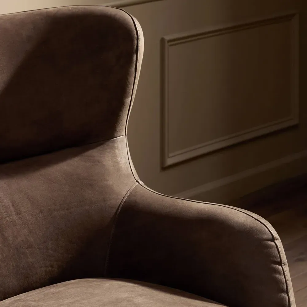 Daniella Swivel Chair - Brown, Leather