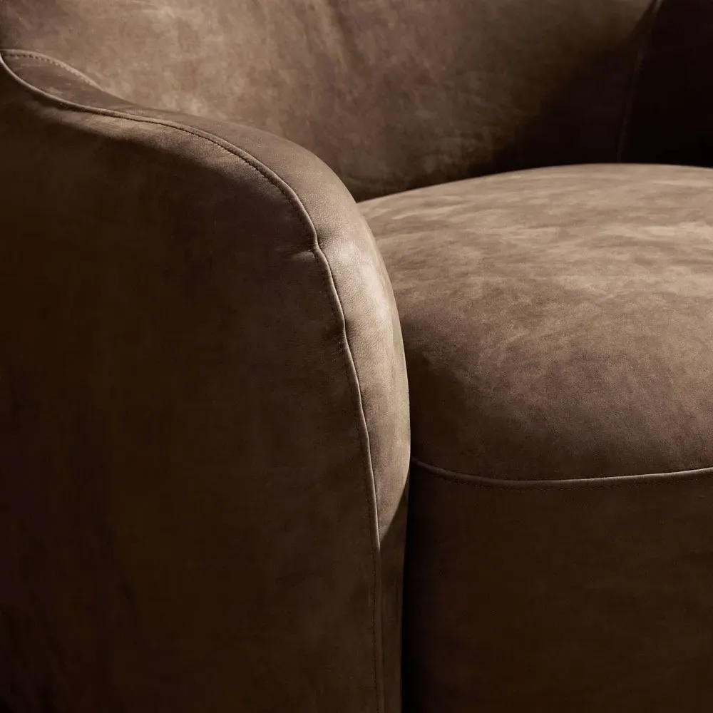Daniella Swivel Chair - Brown, Leather