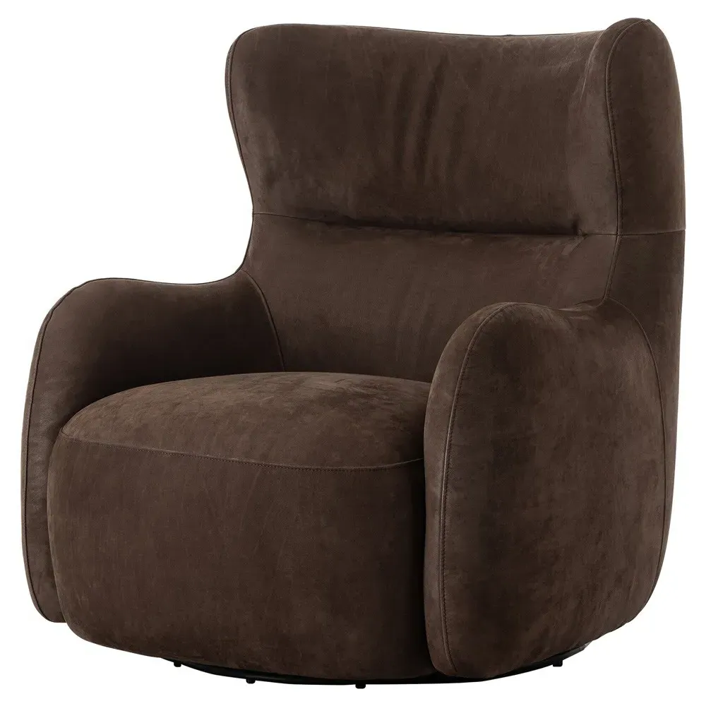 Daniella Swivel Chair - Brown, Leather