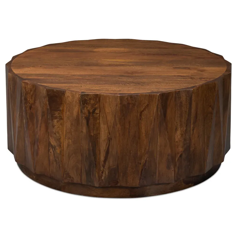 Danise Round Drum Coffee Table - Brown, Mango Wood
