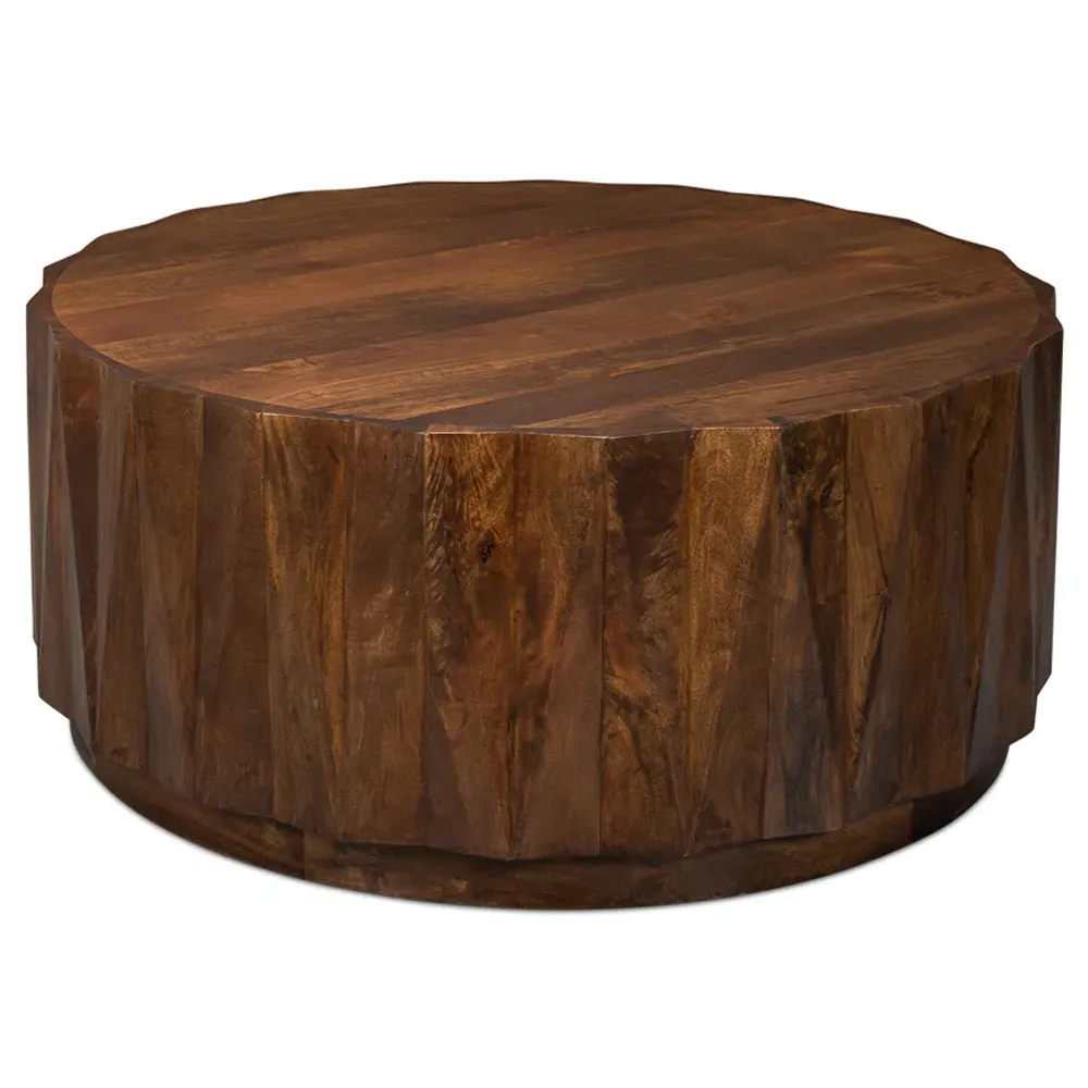 Danise Round Drum Coffee Table - Brown, Mango Wood