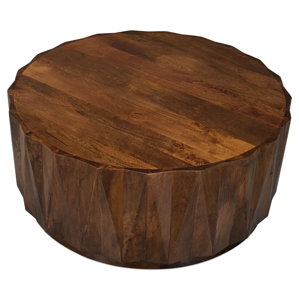 Danise Round Drum Coffee Table - Brown, Mango Wood