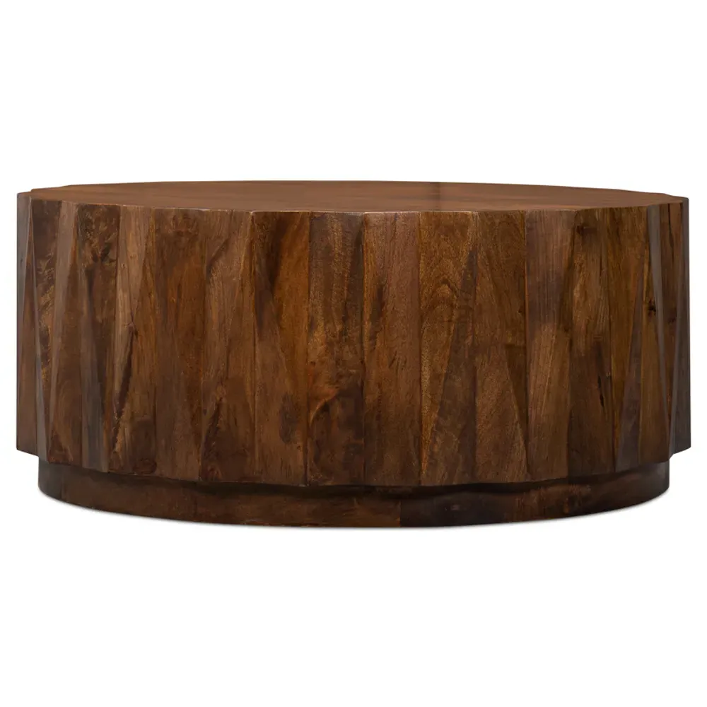 Danise Round Drum Coffee Table - Brown, Mango Wood