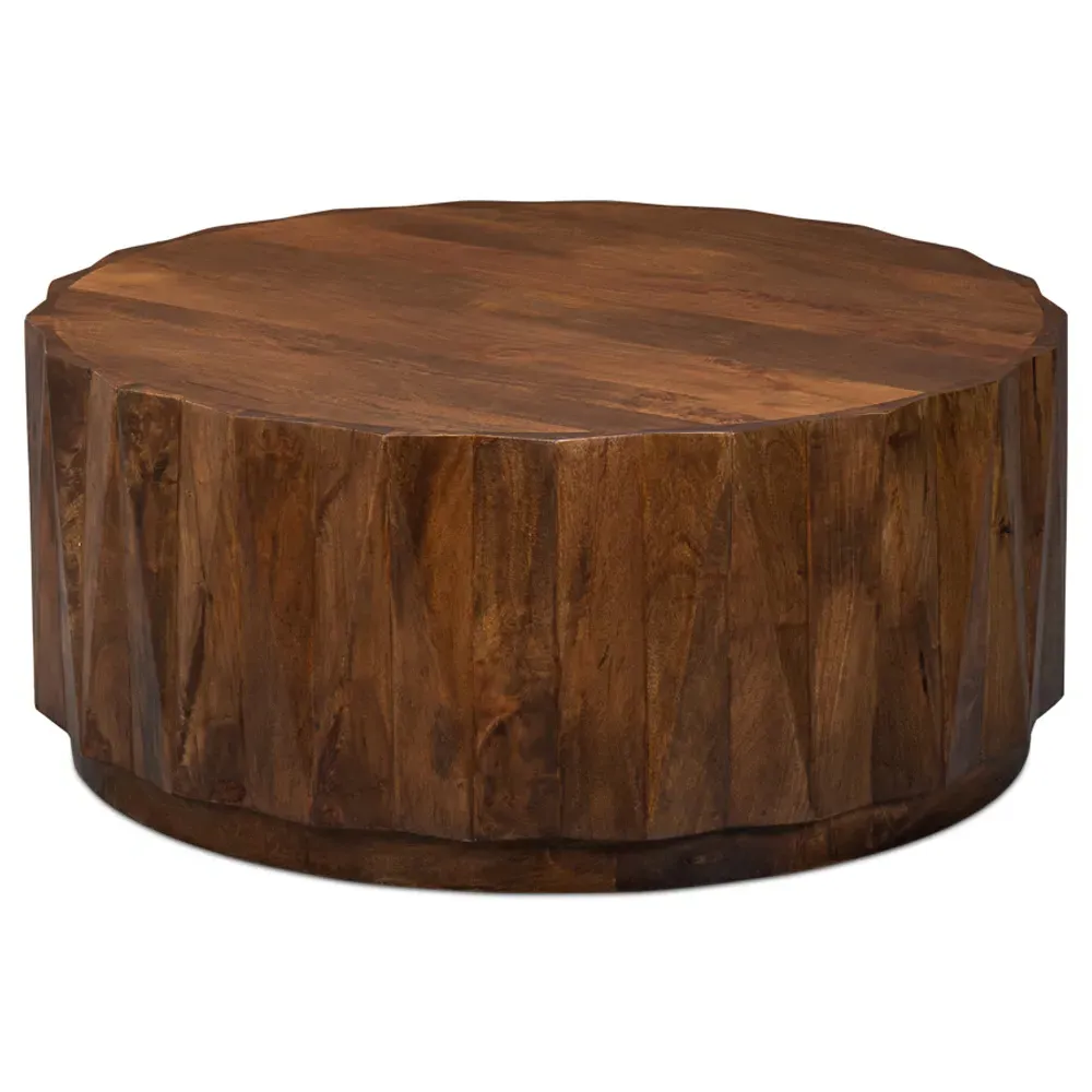 Danise Round Drum Coffee Table - Brown, Mango Wood