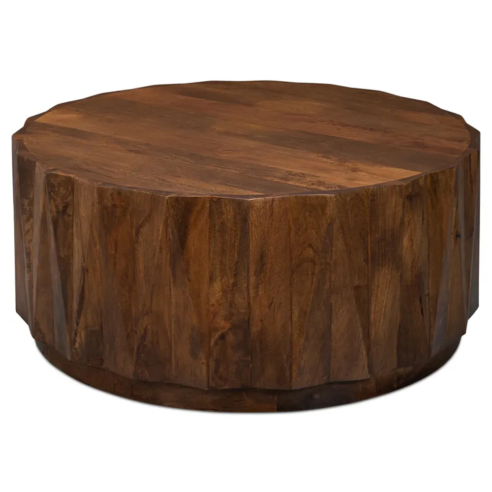 Danise Round Drum Coffee Table - Brown, Mango Wood