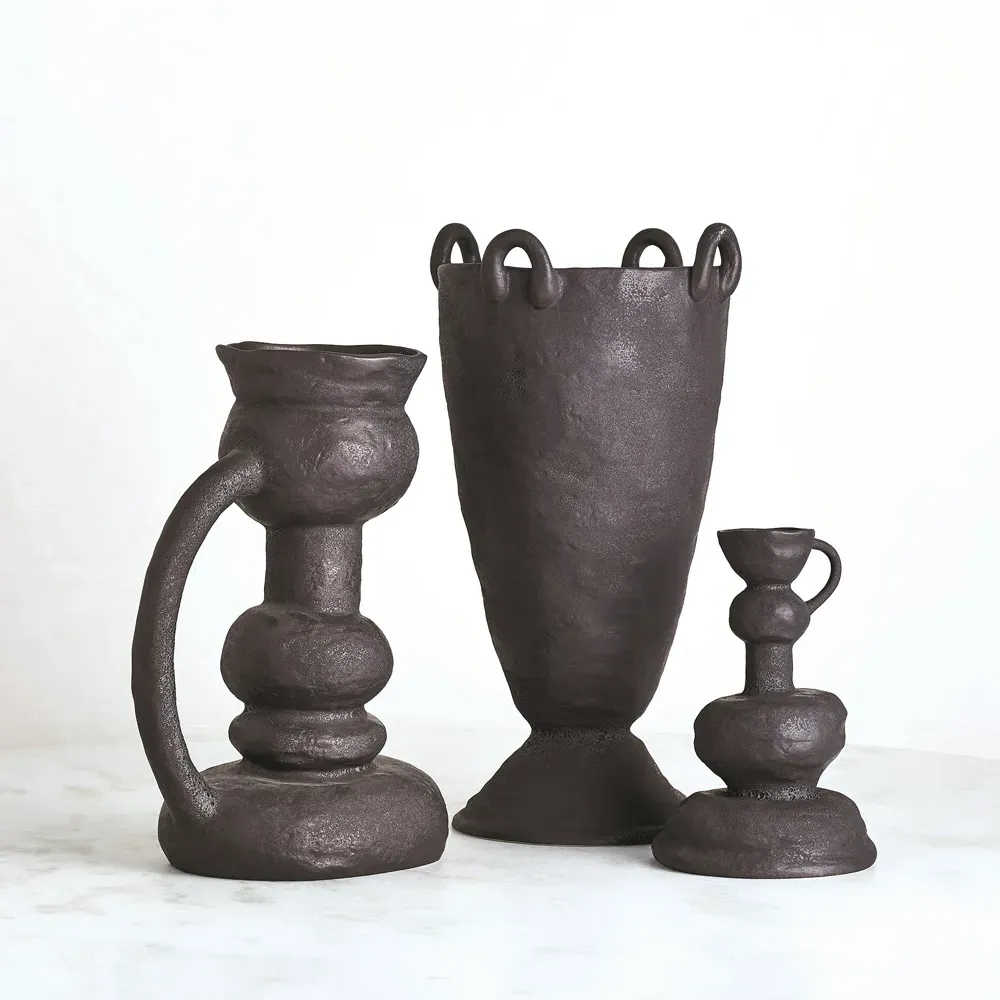 Dante Decorative Table Vase - Black, Ceramic