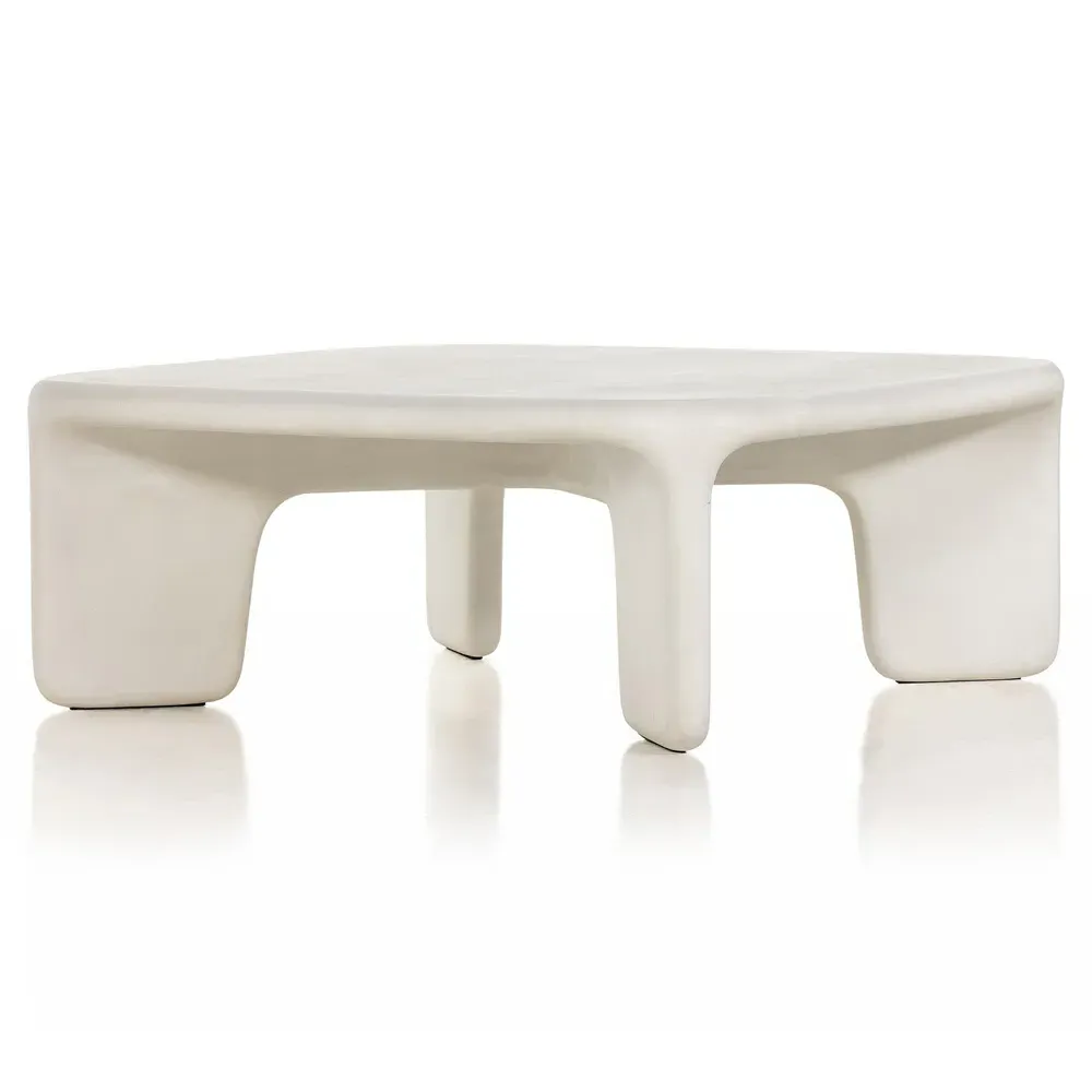 Dante Square Outdoor Coffee Table - White, Concrete