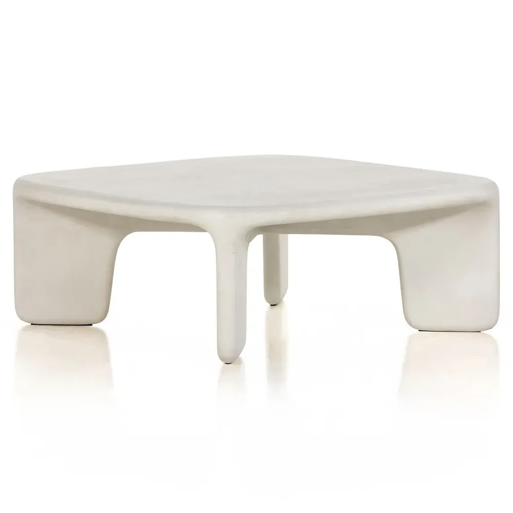 Dante Square Outdoor Coffee Table - White, Concrete