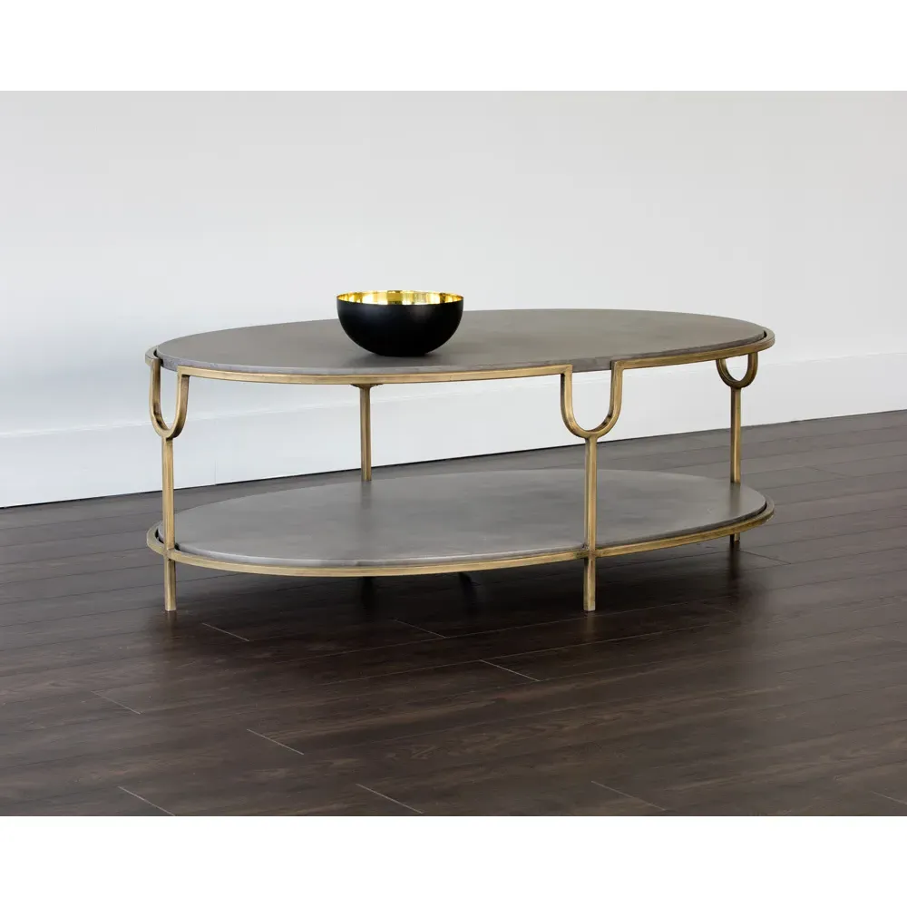 Danyal Oval Coffee Table - Grey, Steel