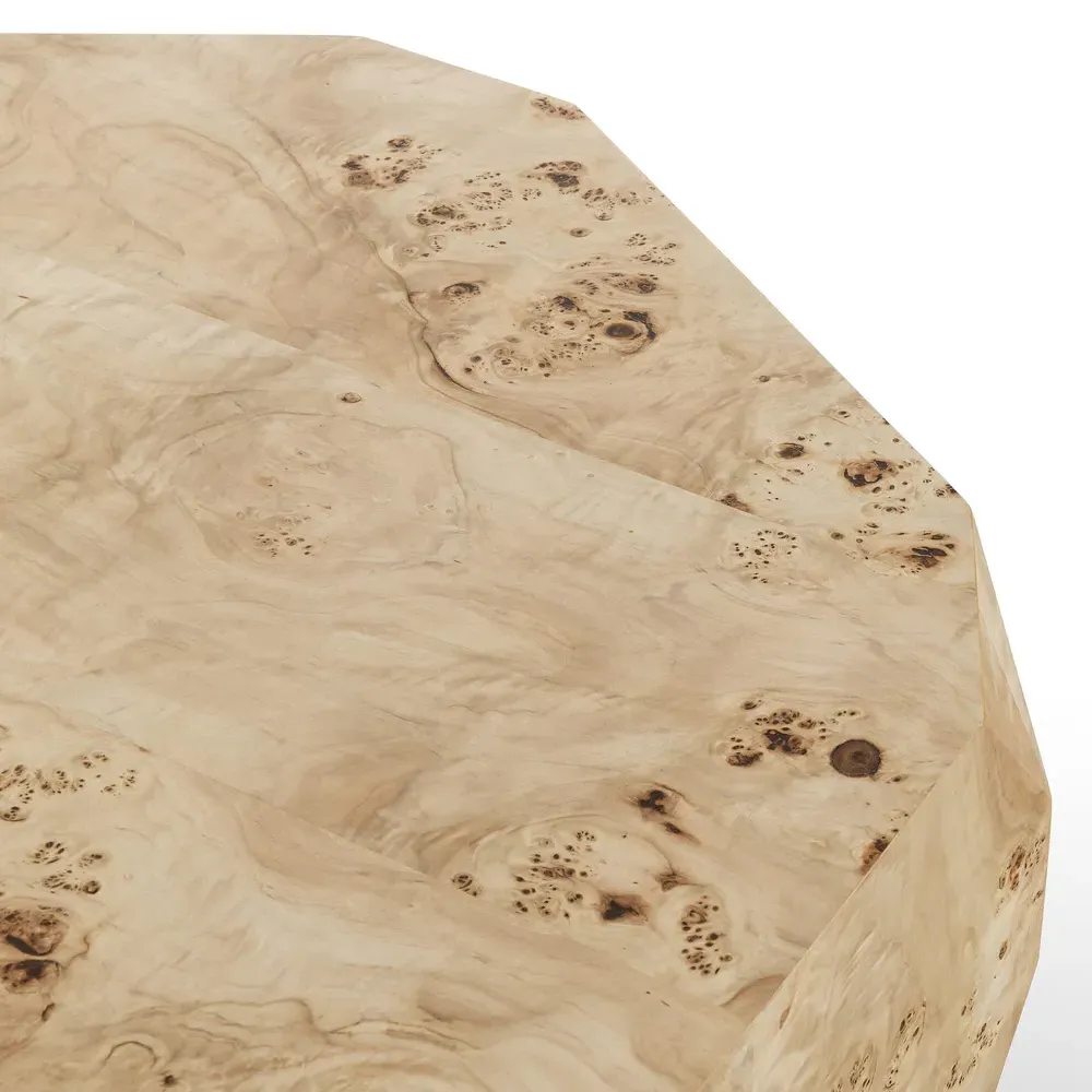 Daphne Round Drum Coffee Table - Light Burl, Poplar