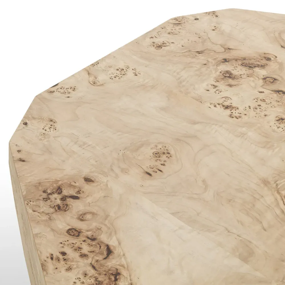 Daphne Round Drum Coffee Table - Light Burl, Poplar