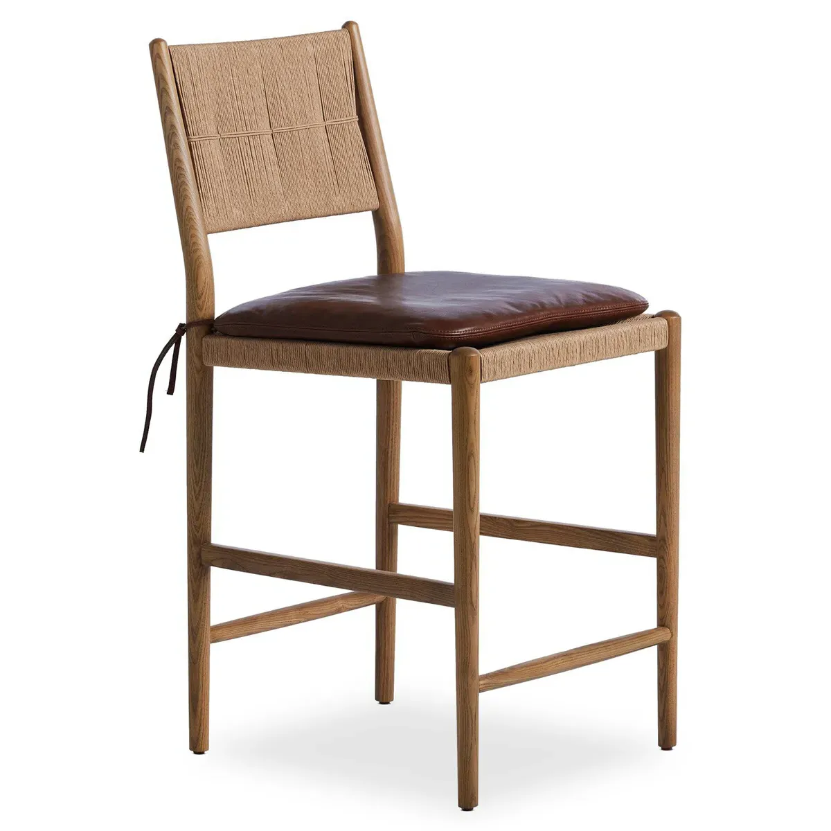 Dara Counter Stool with Leather Cushion - Dulane Mahogany, Ash