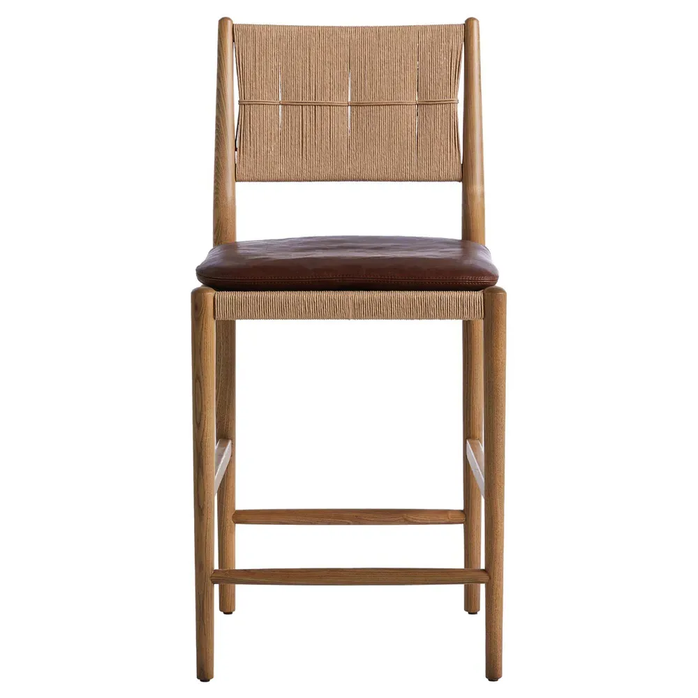 Dara Counter Stool with Leather Cushion - Dulane Mahogany, Ash