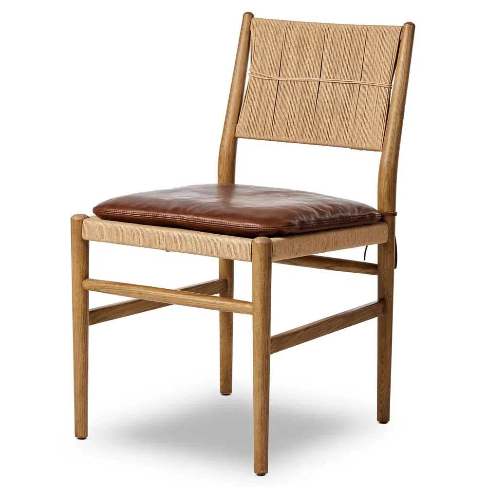 Dara Dining Chair with Leather Cushion - Dulane Mahogany, Ash