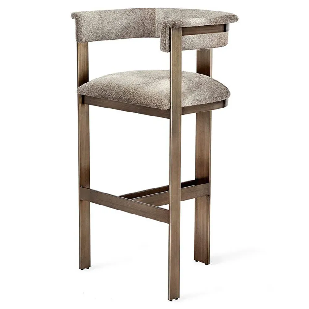 Darcy Bar Stool - Antique Bronze, Grey Hide