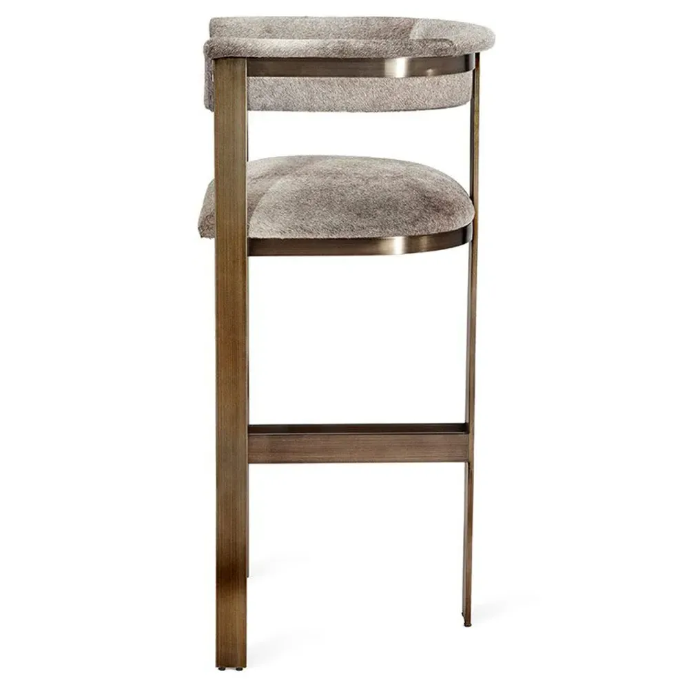 Darcy Bar Stool - Antique Bronze, Grey Hide