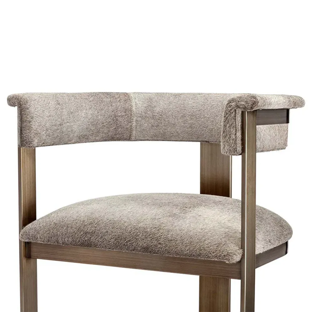 Darcy Bar Stool - Antique Bronze, Grey Hide