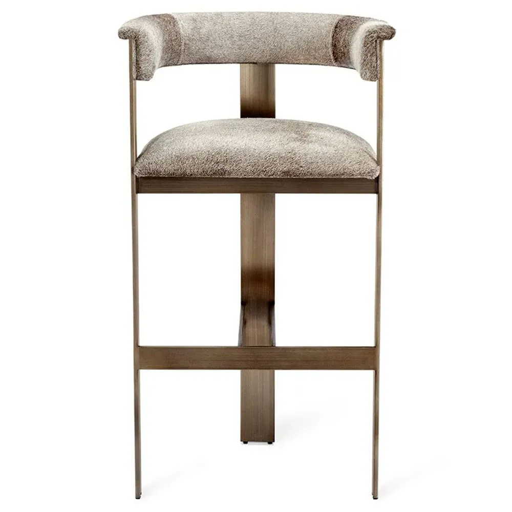 Darcy Bar Stool - Antique Bronze, Grey Hide