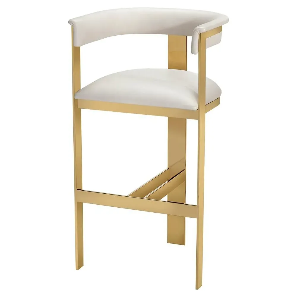 Darcy Bar Stool - White, Leather