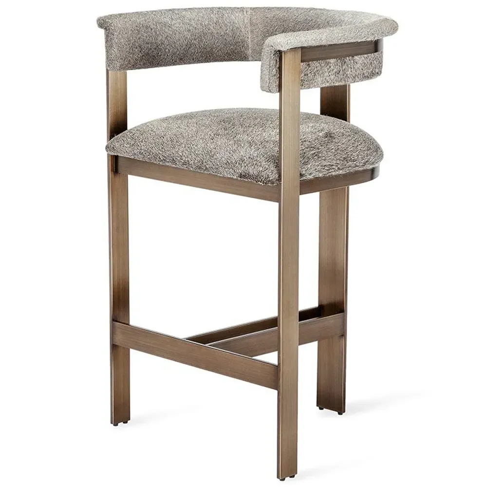 Darcy Counter Stool - Antique Bronze, Grey Hide