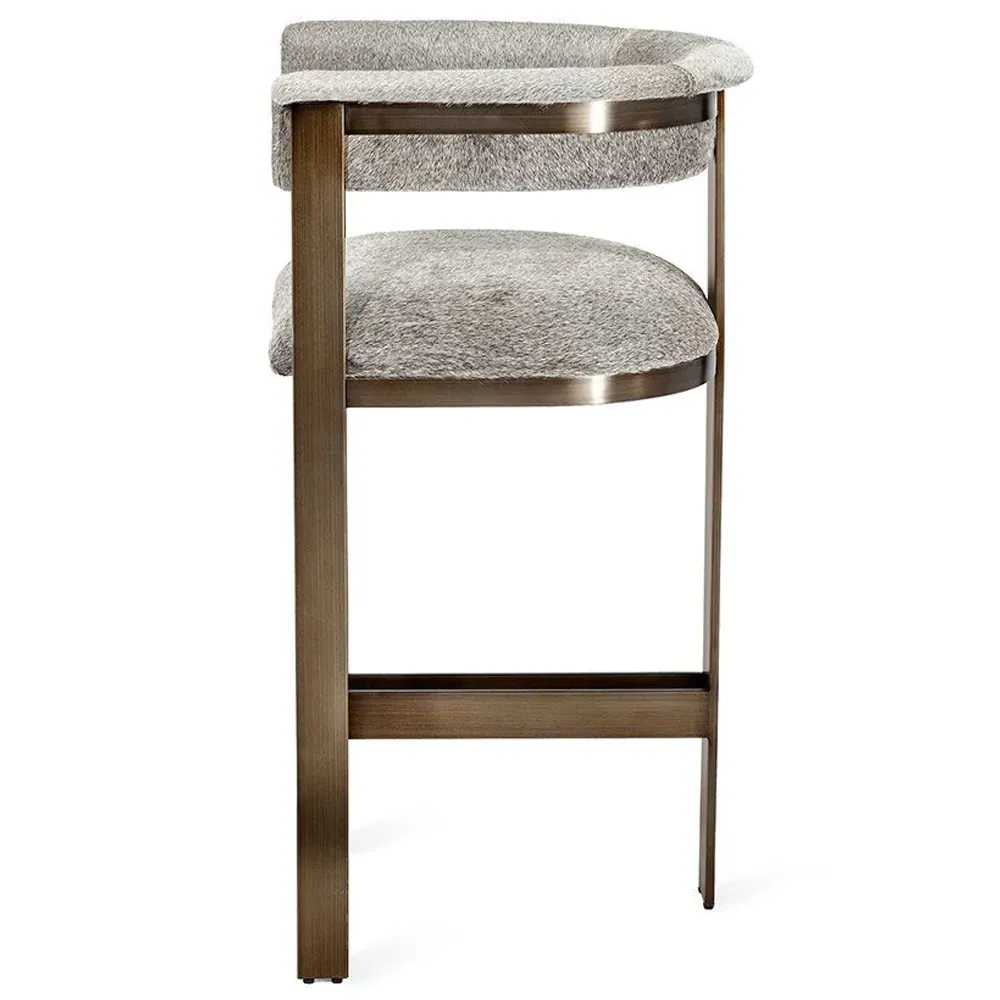 Darcy Counter Stool - Antique Bronze, Grey Hide