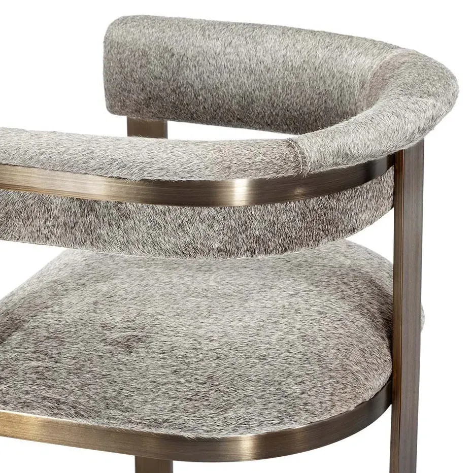 Darcy Counter Stool - Antique Bronze, Grey Hide