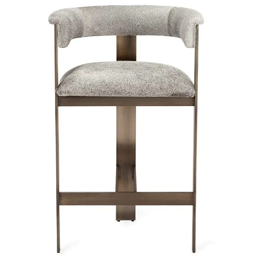 Darcy Counter Stool - Antique Bronze, Grey Hide image