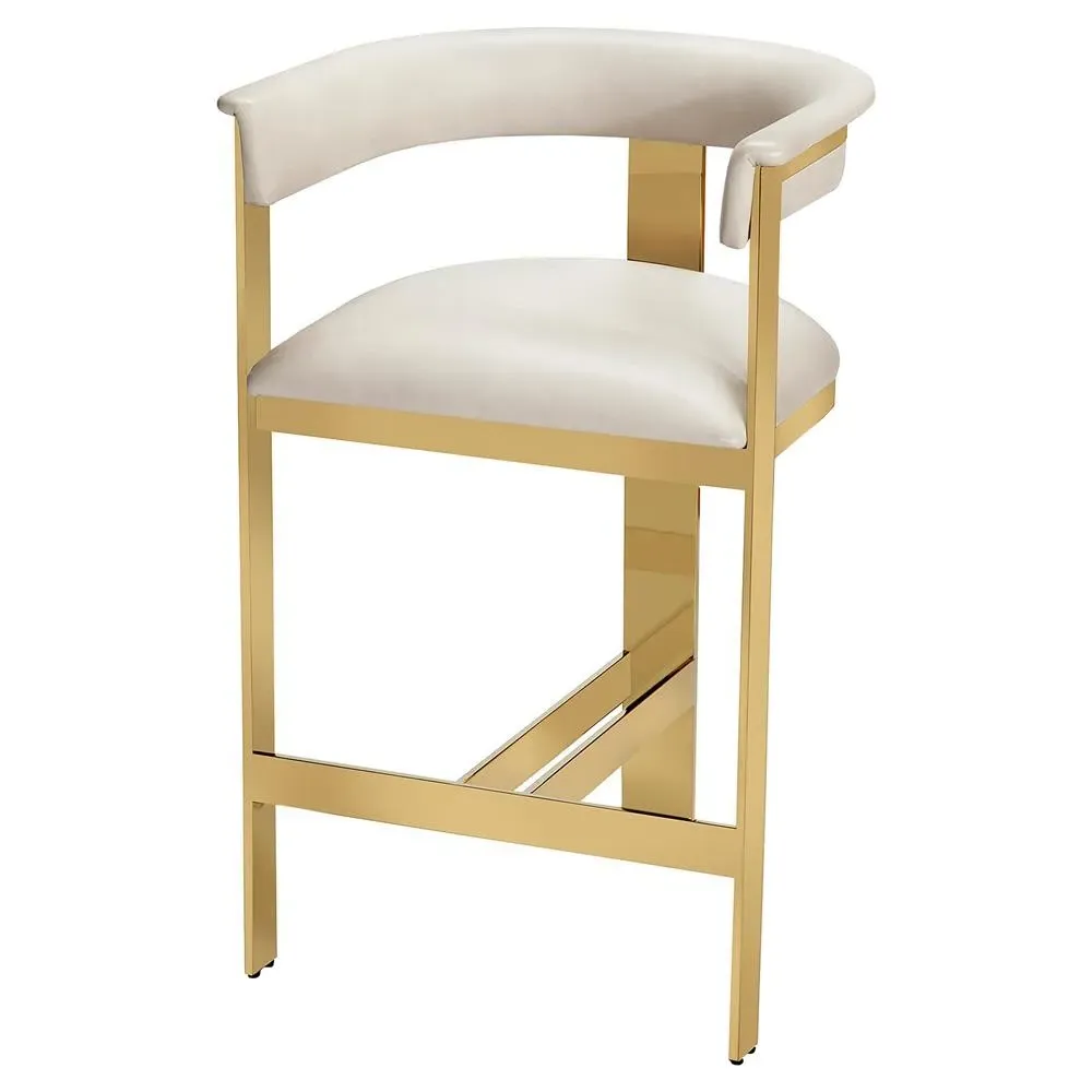 Darcy Counter Stool - White, Leather