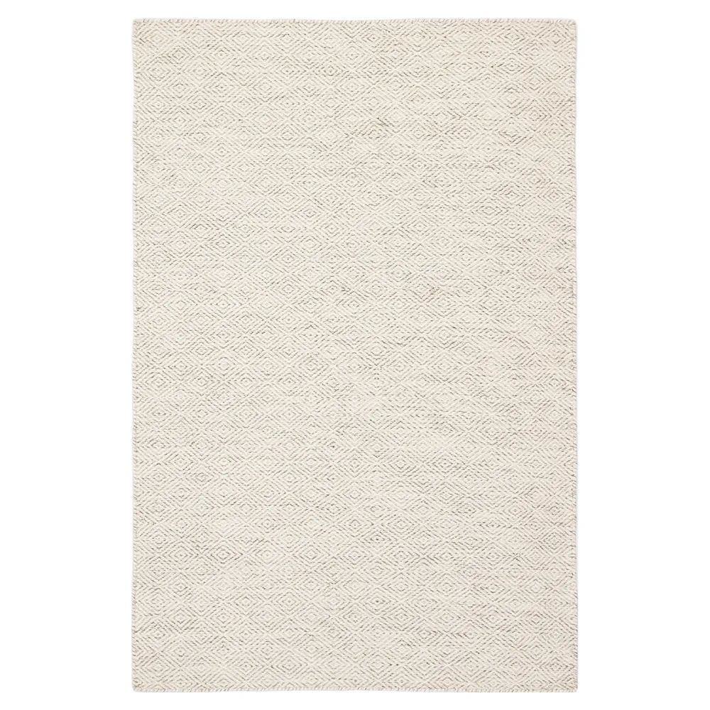 Daren Diamond Patterned Rug - White, Wool