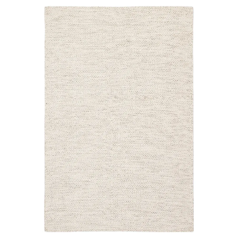 Daren Diamond Patterned Rug - White, Wool image