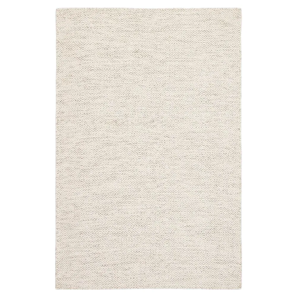 Daren Diamond Patterned Rug - White, Wool