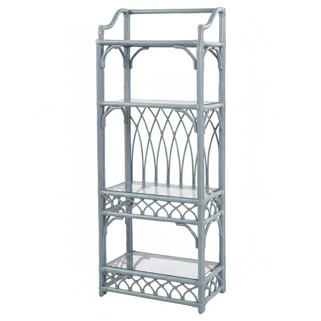 Daria Woven Rattan Etagere - Blue image