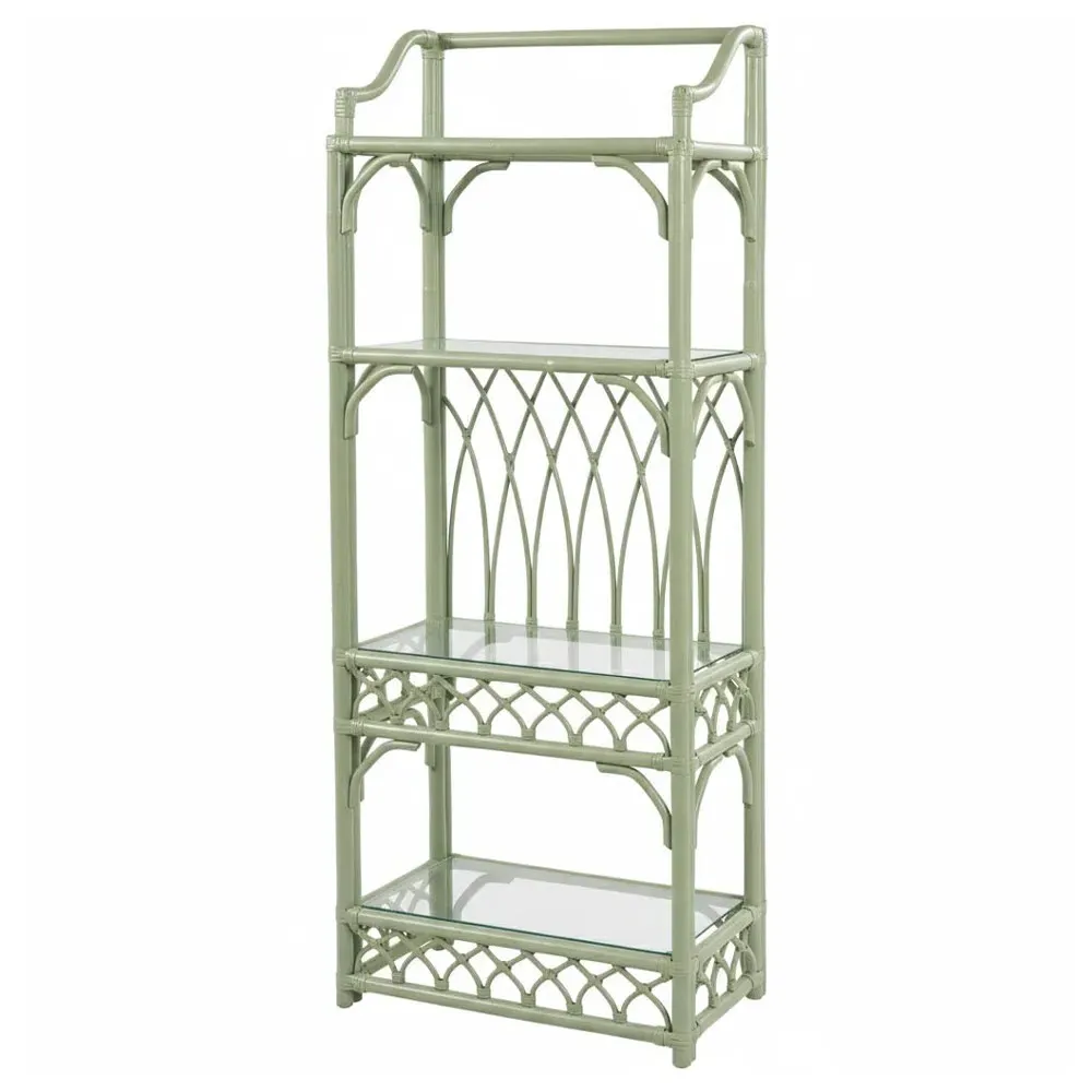 Daria Woven Rattan Etagere - Green
