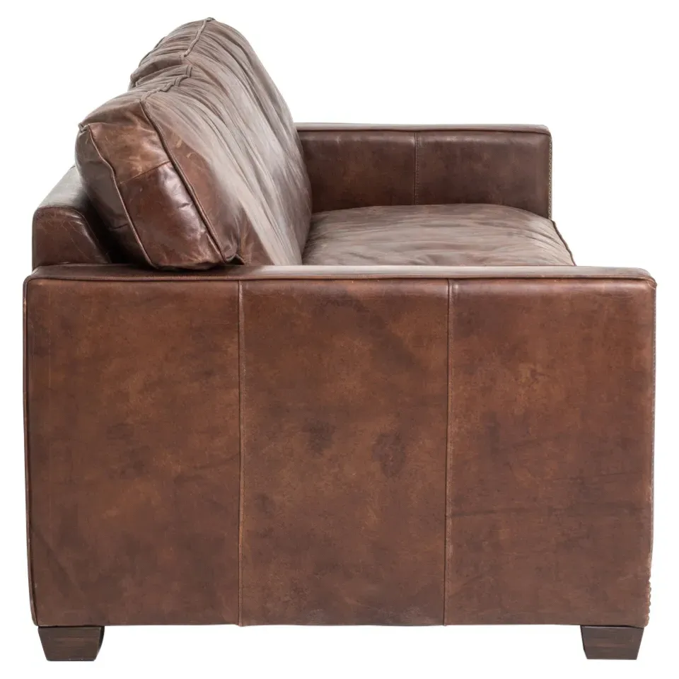 Darla 3-Seater Sofa with Nailhead - Brown, Leather