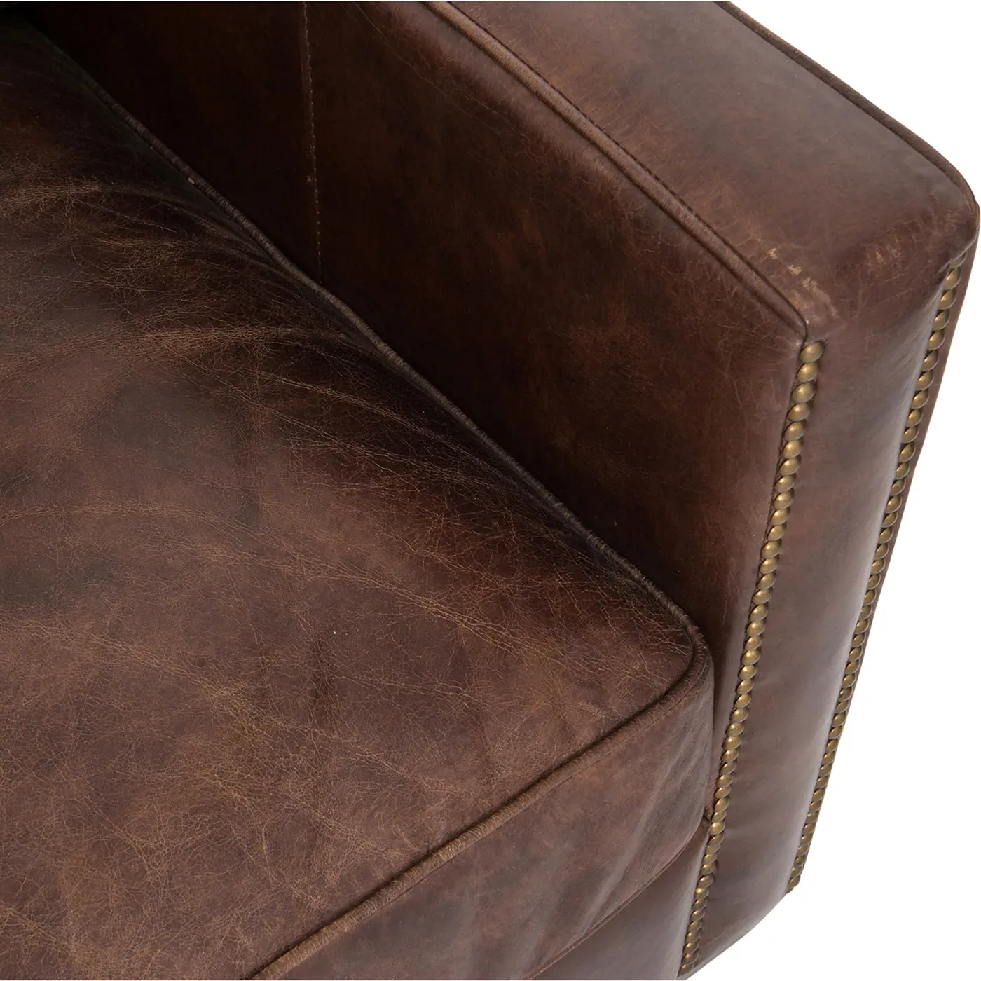 Darla 3-Seater Sofa with Nailhead - Brown, Leather