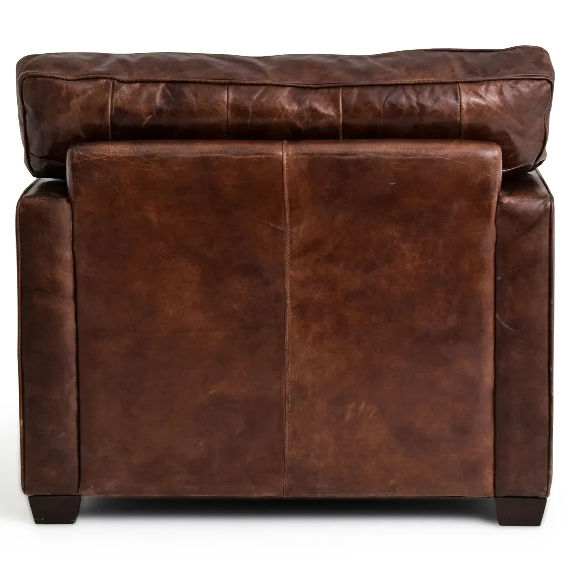 Darla Club Arm Chair with Brass Nailhead Trim - Brown, Leather