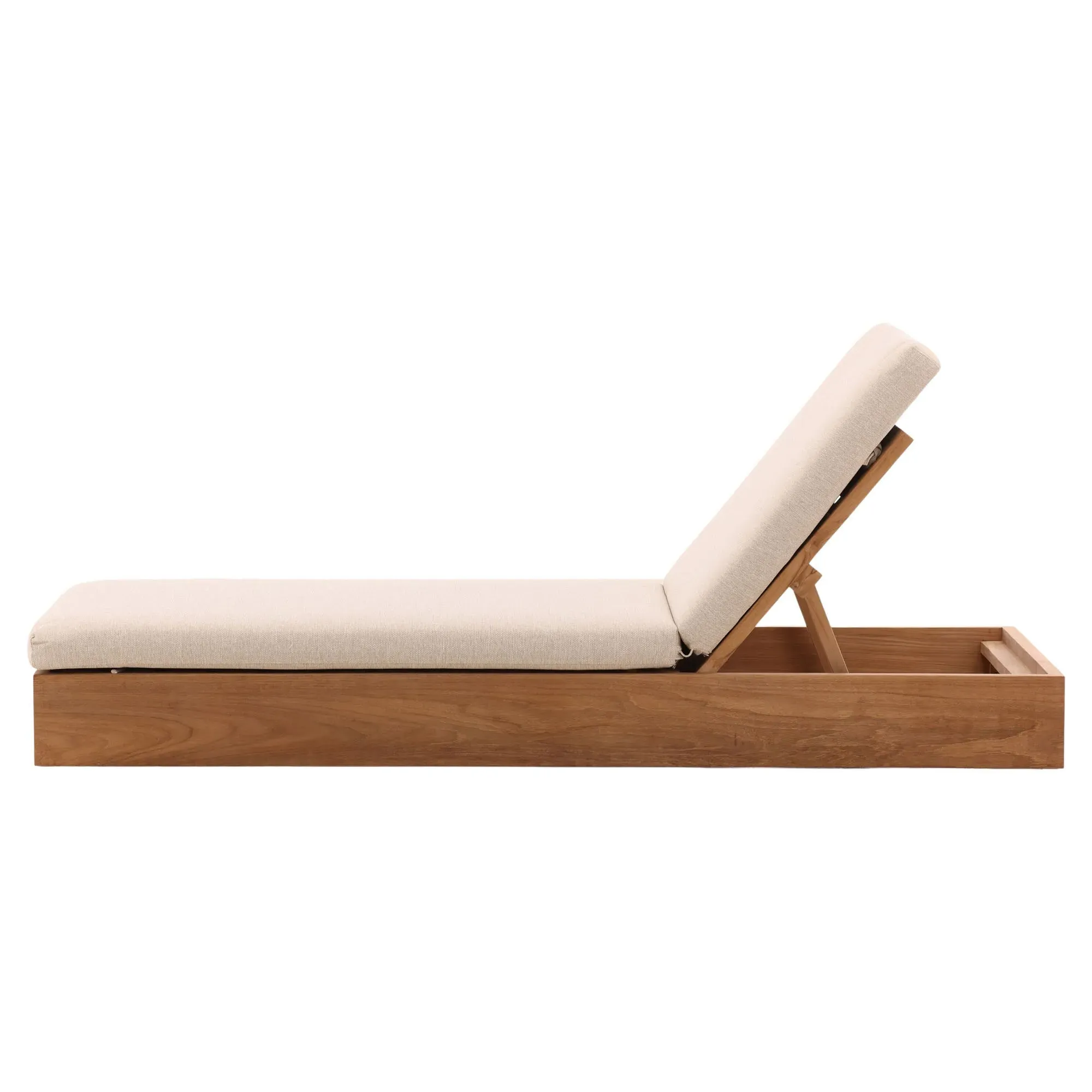 Darla Outdoor Chaise - Brown, Teak