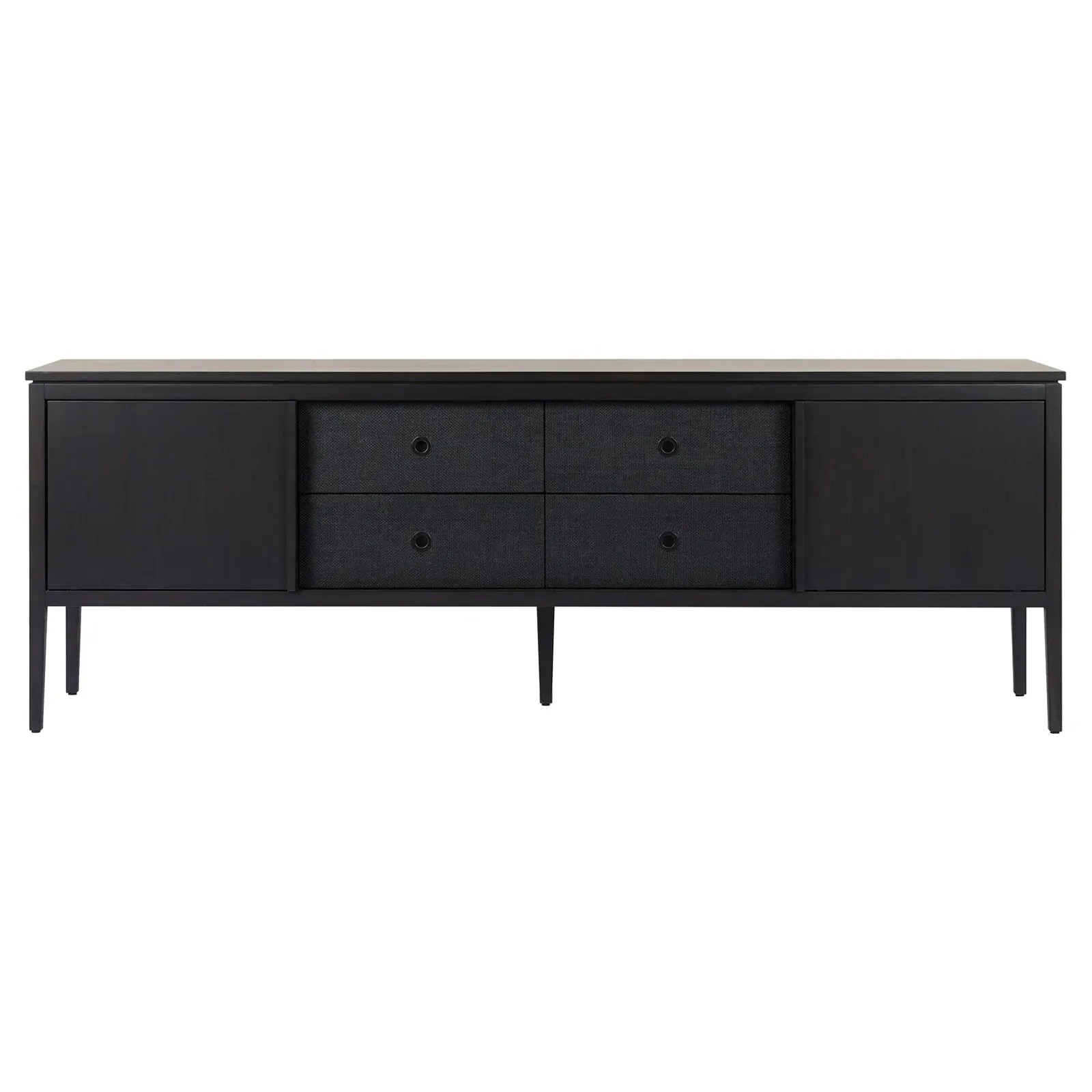 Darlene 83" Media Console - Black, Raffia Wood image