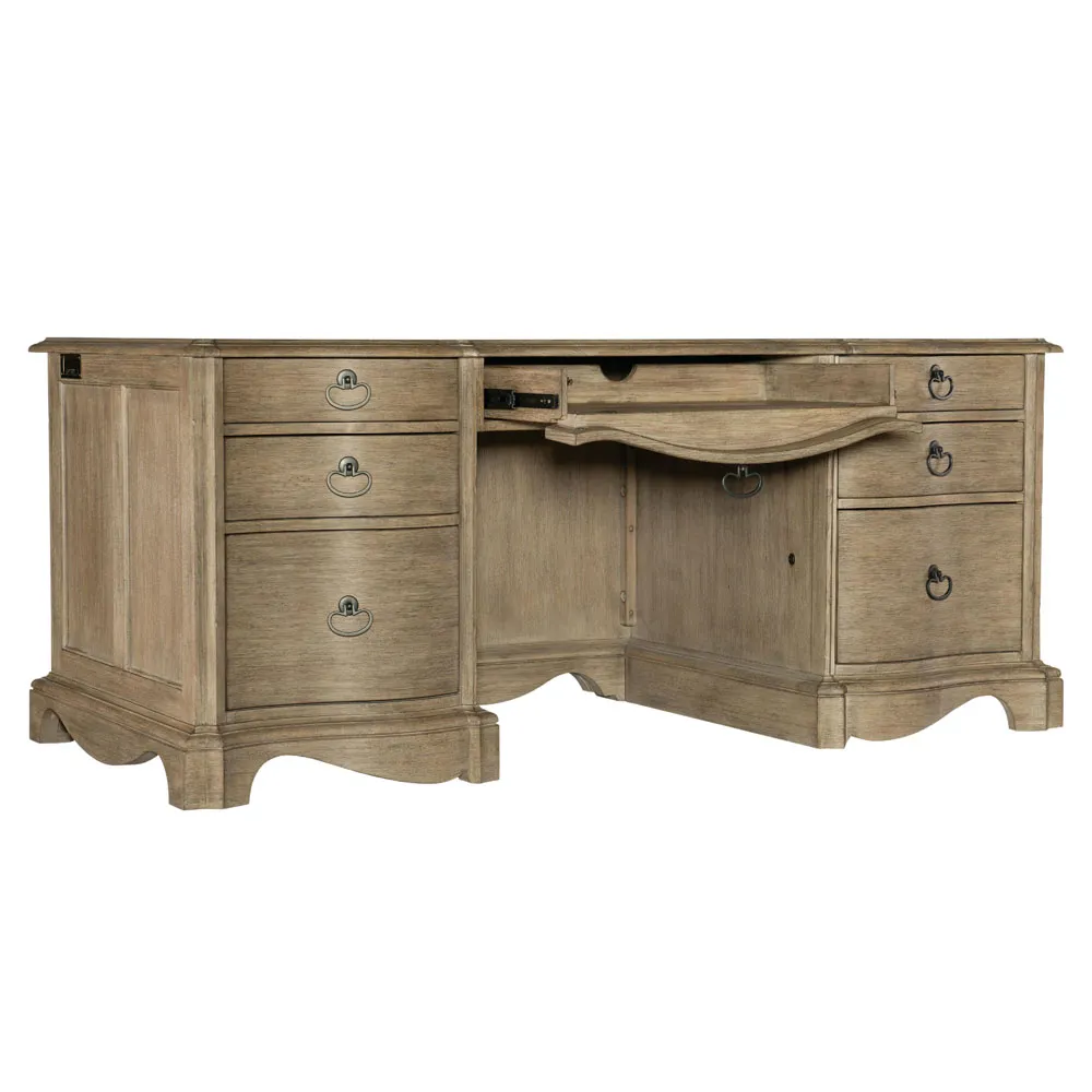 Darren 7 Drawer Executive Office Desk - Brown, Acacia Wood