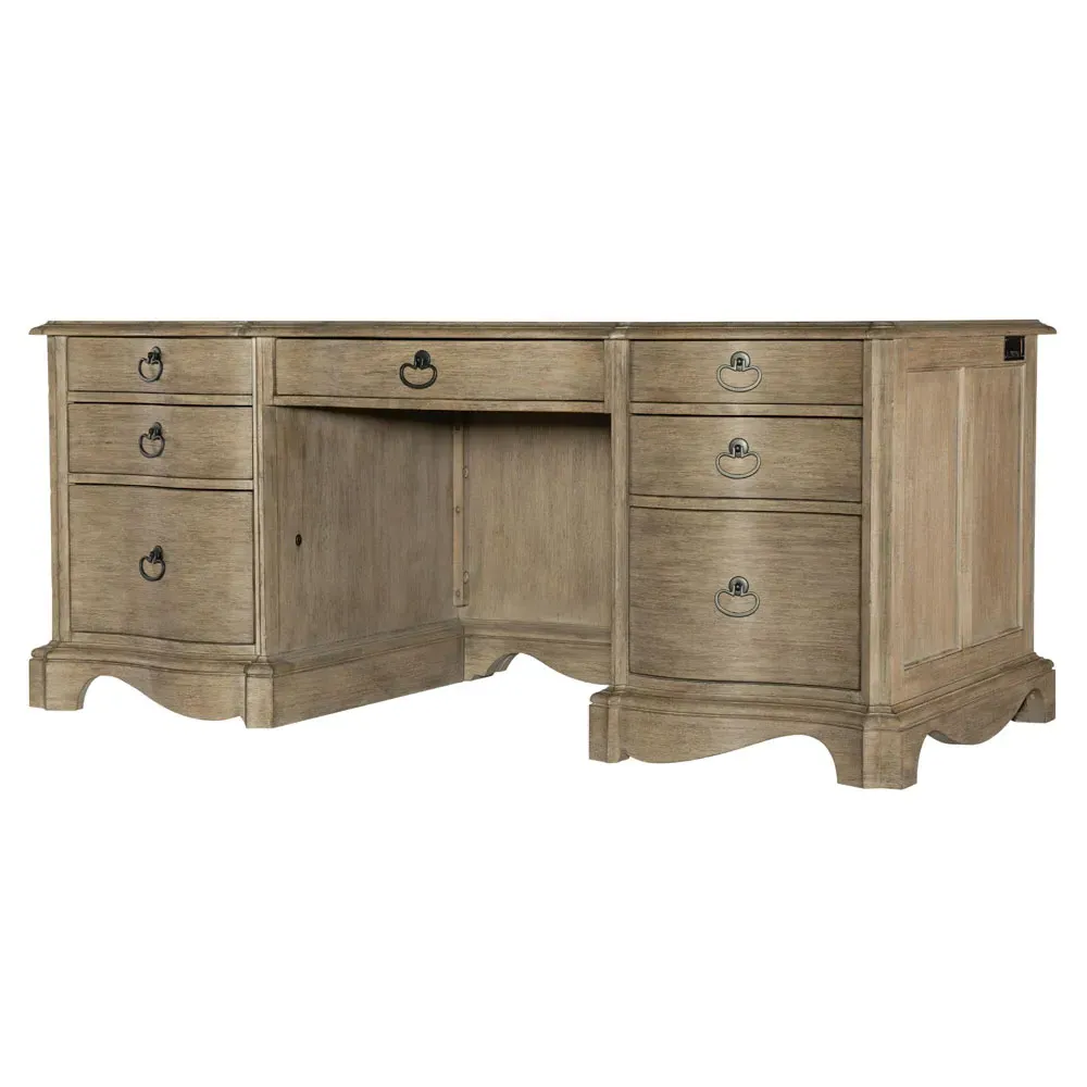 Darren 7 Drawer Executive Office Desk - Brown, Acacia Wood