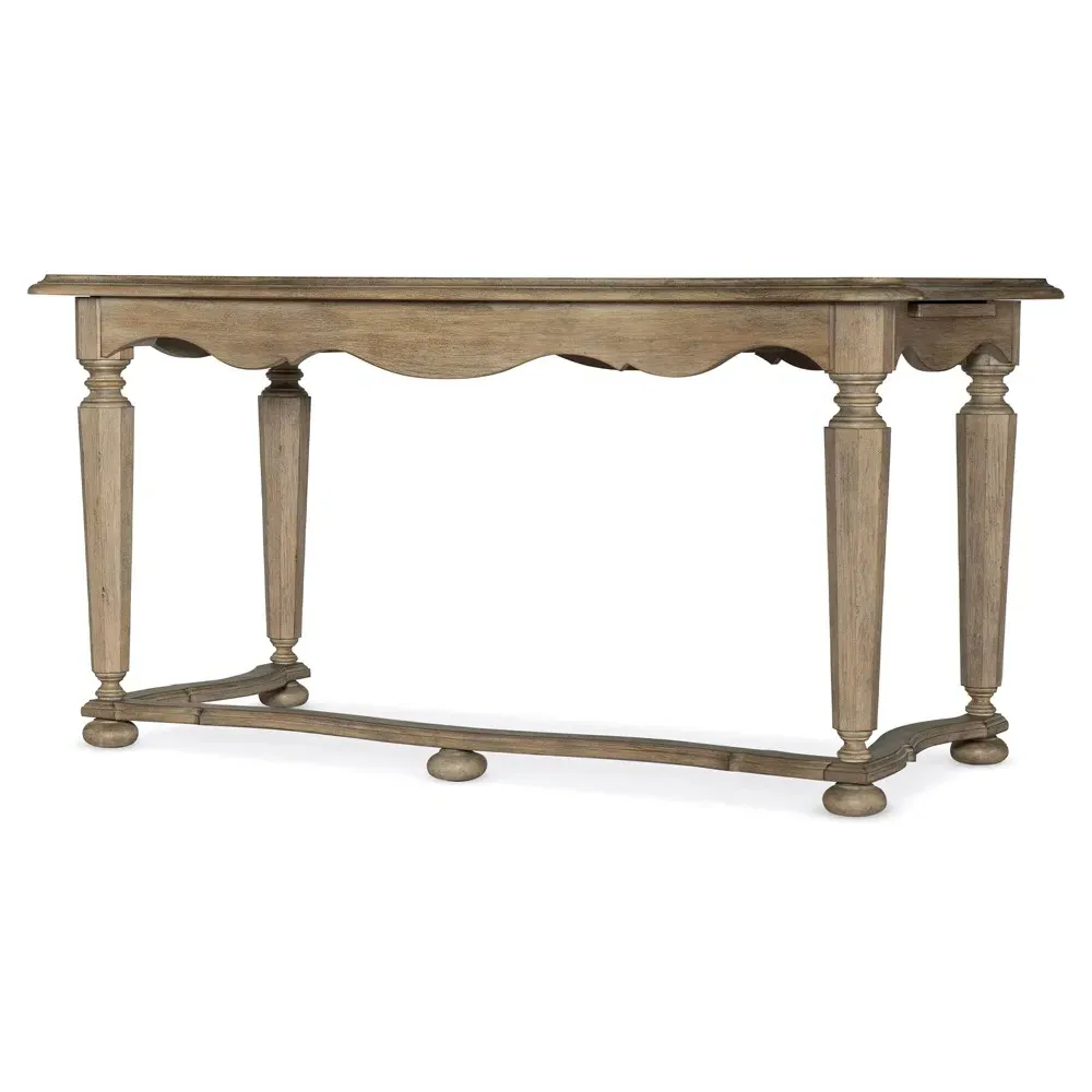 Darren Scalloped Desk - Light Brown, Acacia Wood