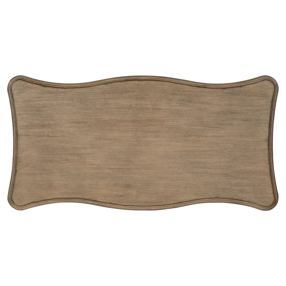 Darren Scalloped Desk - Light Brown, Acacia Wood