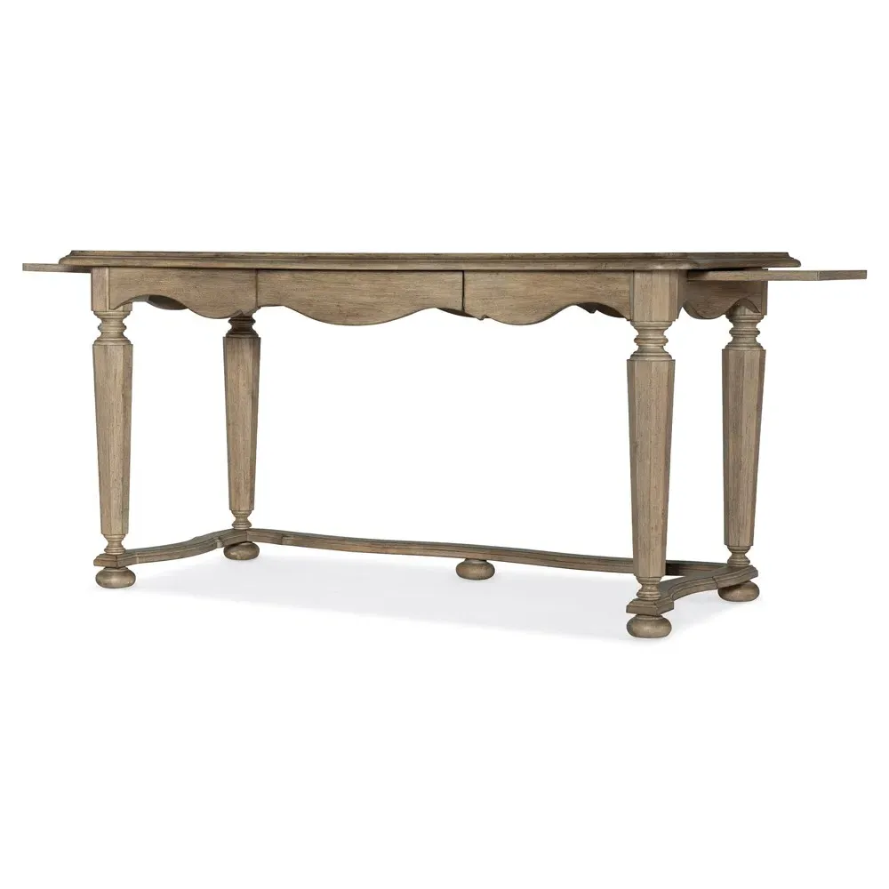 Darren Scalloped Desk - Light Brown, Acacia Wood