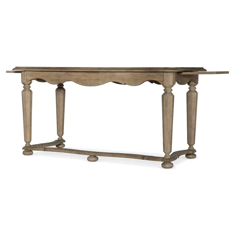 Darren Scalloped Desk - Light Brown, Acacia Wood