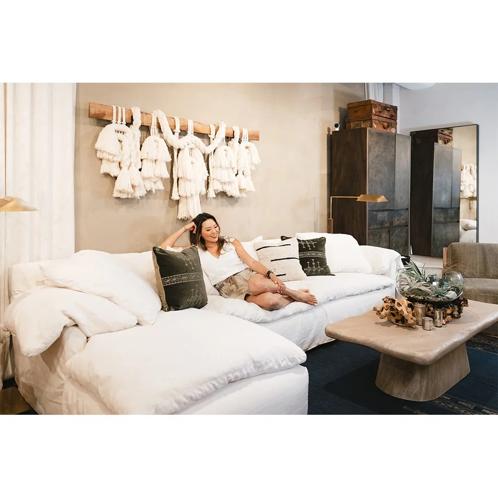 Davi Global Bazaar Banded Accent Pillow - Beige, Wool