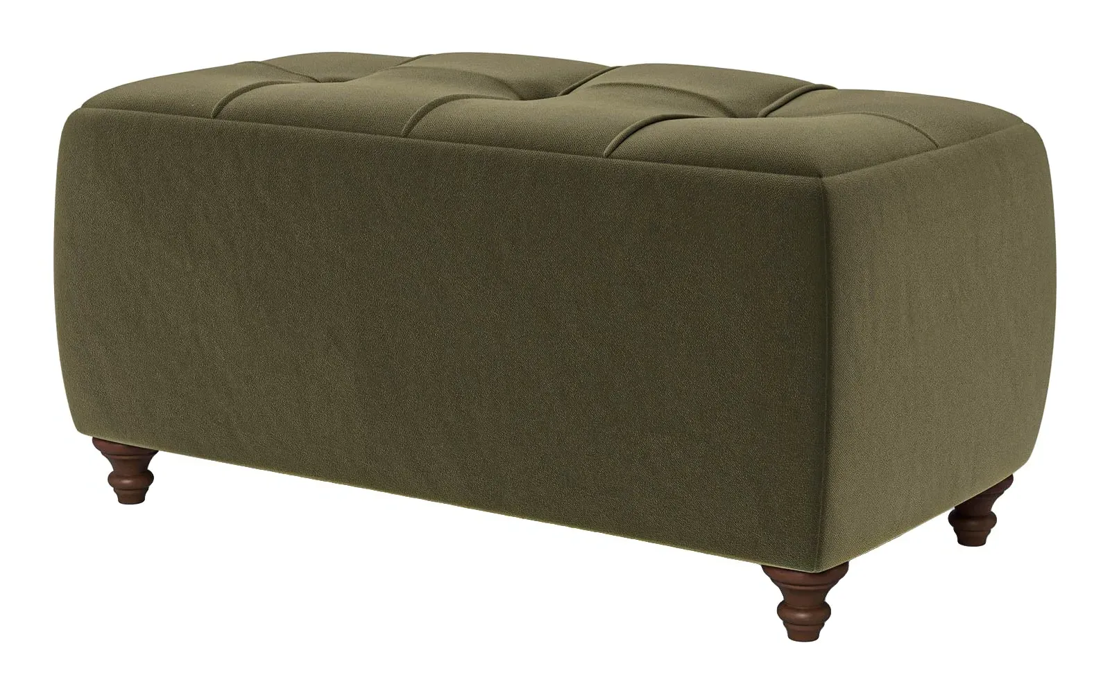 Davina Rectangular Ottoman - Boxwood Green, Performance Velvet