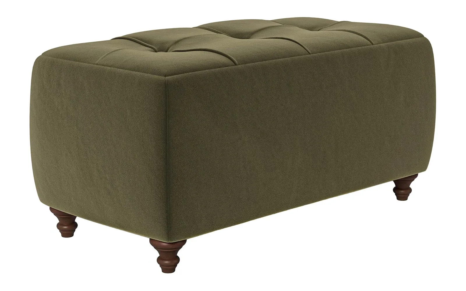 Davina Rectangular Ottoman - Boxwood Green, Performance Velvet